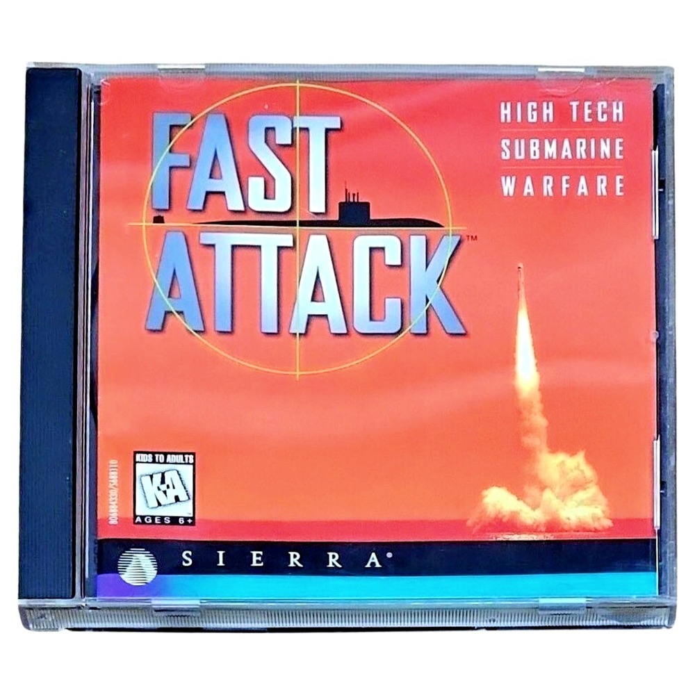 Sierra Fast Attack PC Game MS-DOS CD-ROM‎ Submarine Simulator S688145 EUC